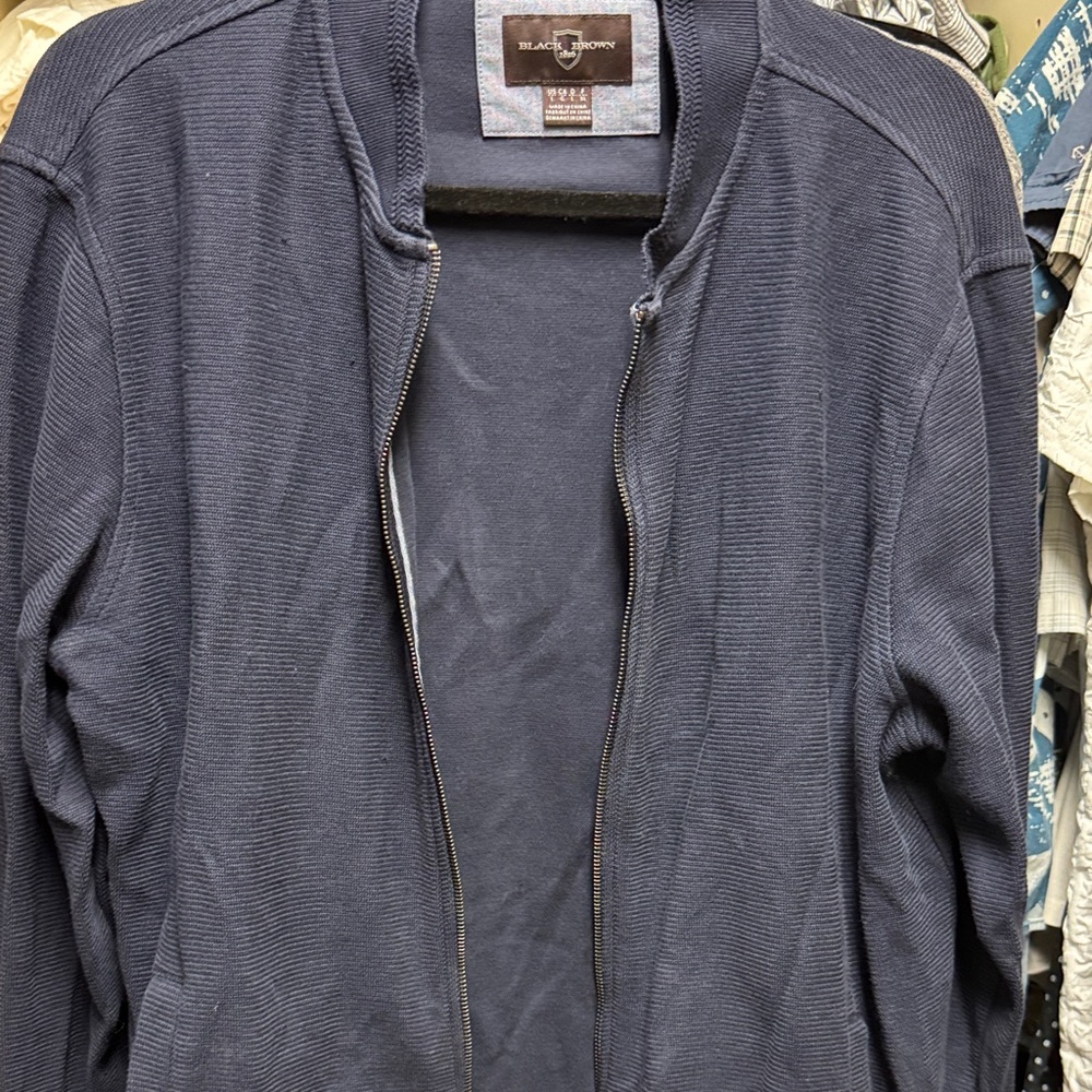Black Brown 1826 Dark Blue Men's Casual Zip-Up Hoodie